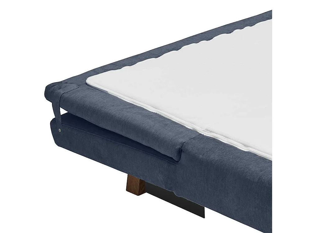 Bettsofa dunkelblau modern aus Microvelour Rücken Klappmechanik