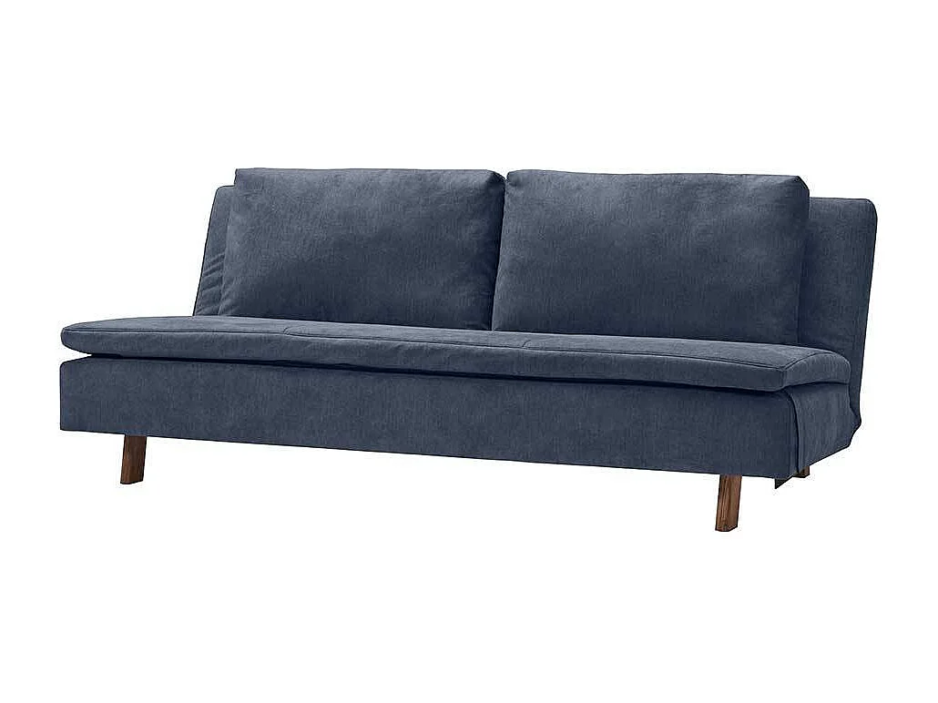 Bettsofa dunkelblau modern aus Microvelour Rücken Klappmechanik