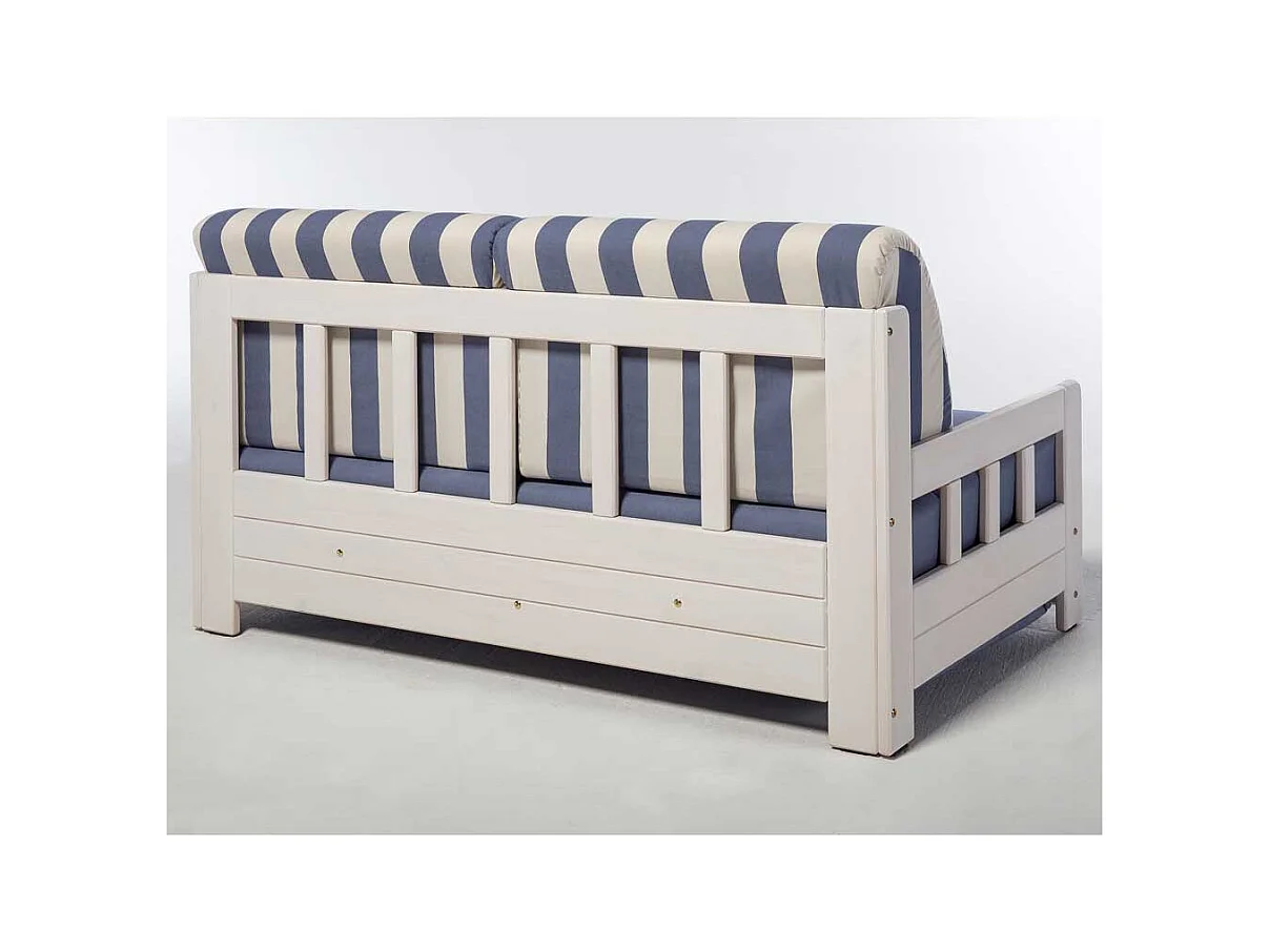 Maritimes Sofa mit Schlaffunktion Blau Weiß Streifen Muster