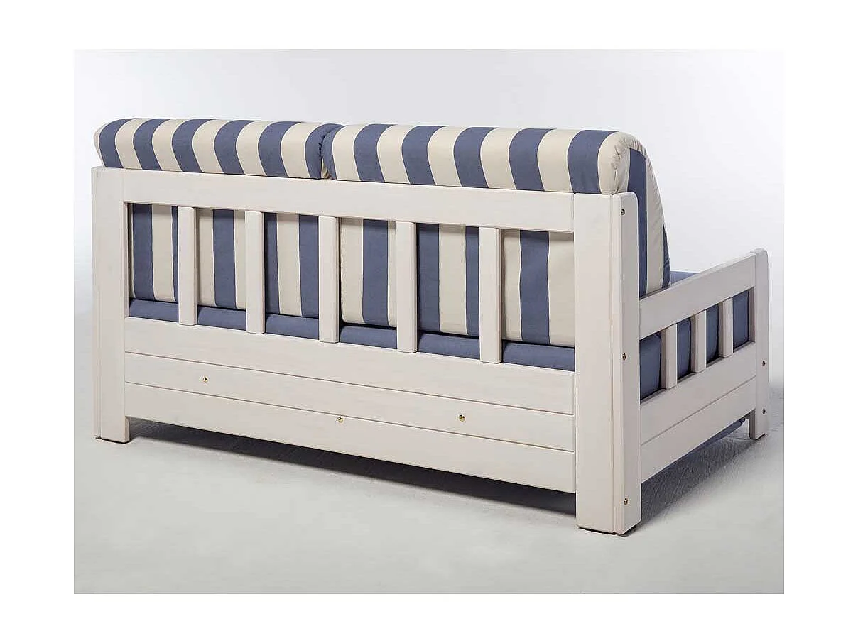 Maritimes Sofa mit Schlaffunktion Blau Weiß Streifen Muster