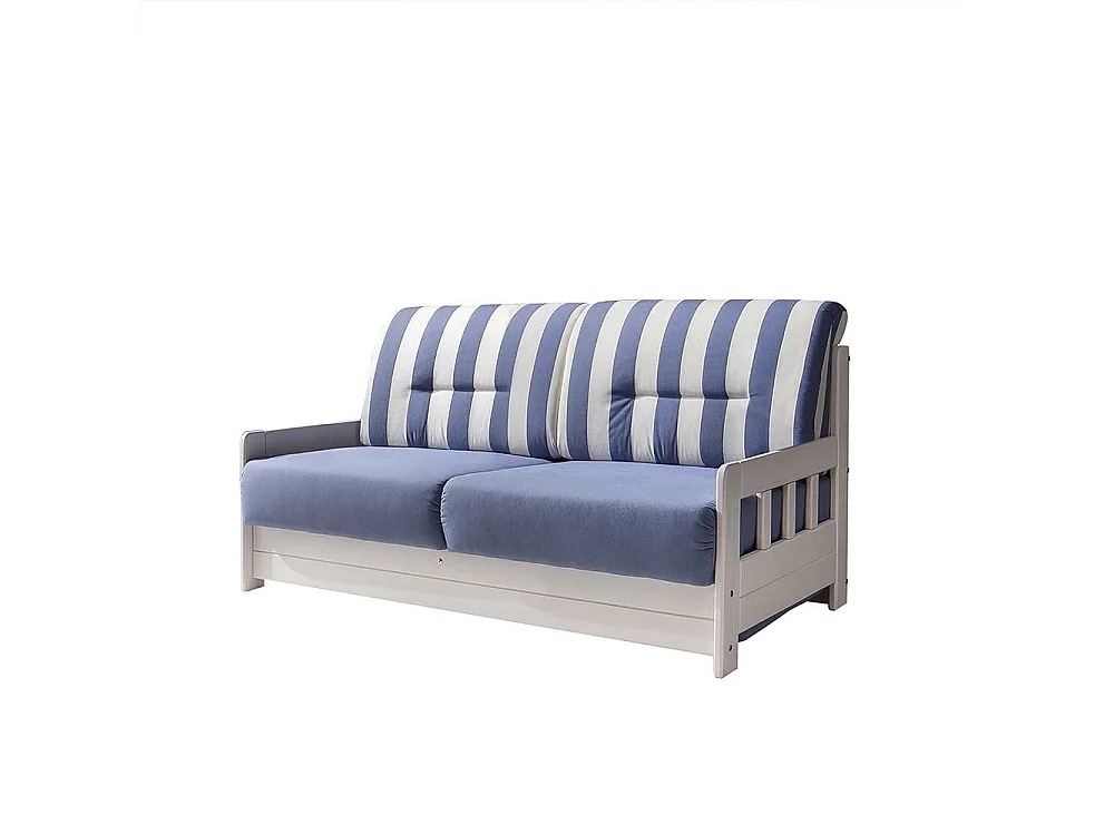 Maritimes Sofa mit Schlaffunktion Blau Weiß Streifen Muster
