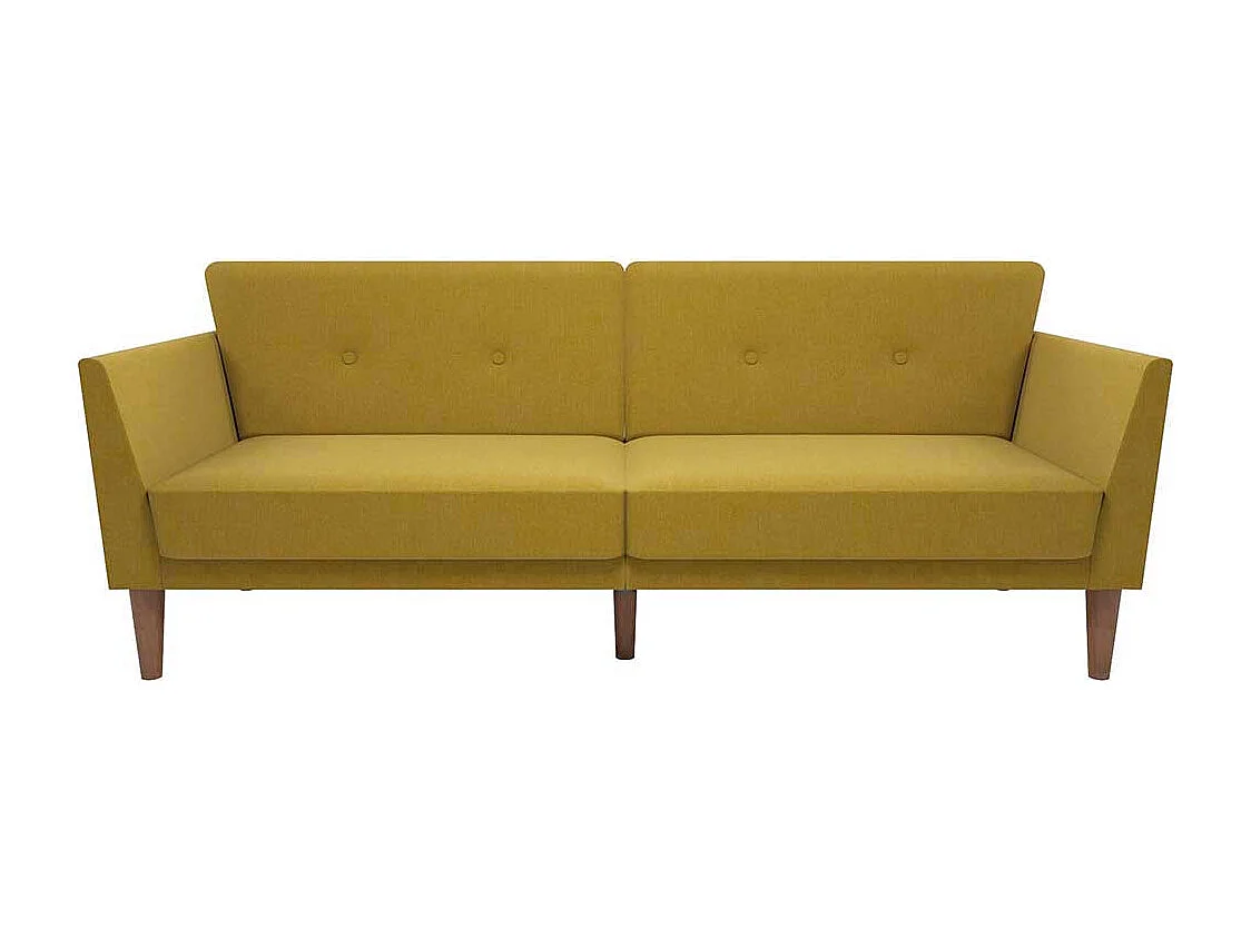 Funktionssofa Senfgelb im Retrostil Rücken Klappmechanik