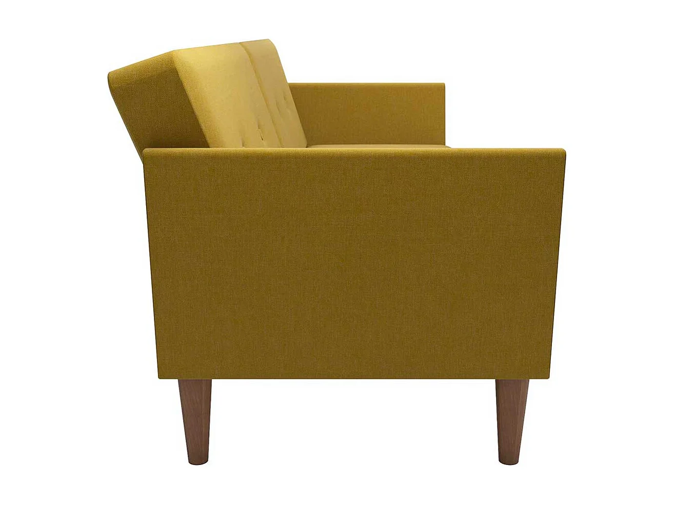 Funktionssofa Senfgelb im Retrostil Rücken Klappmechanik