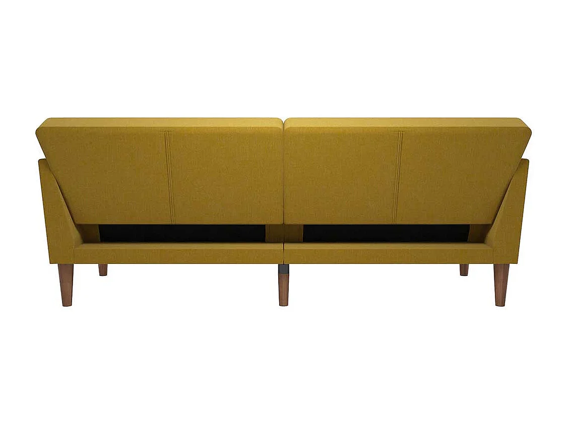 Funktionssofa Senfgelb im Retrostil Rücken Klappmechanik