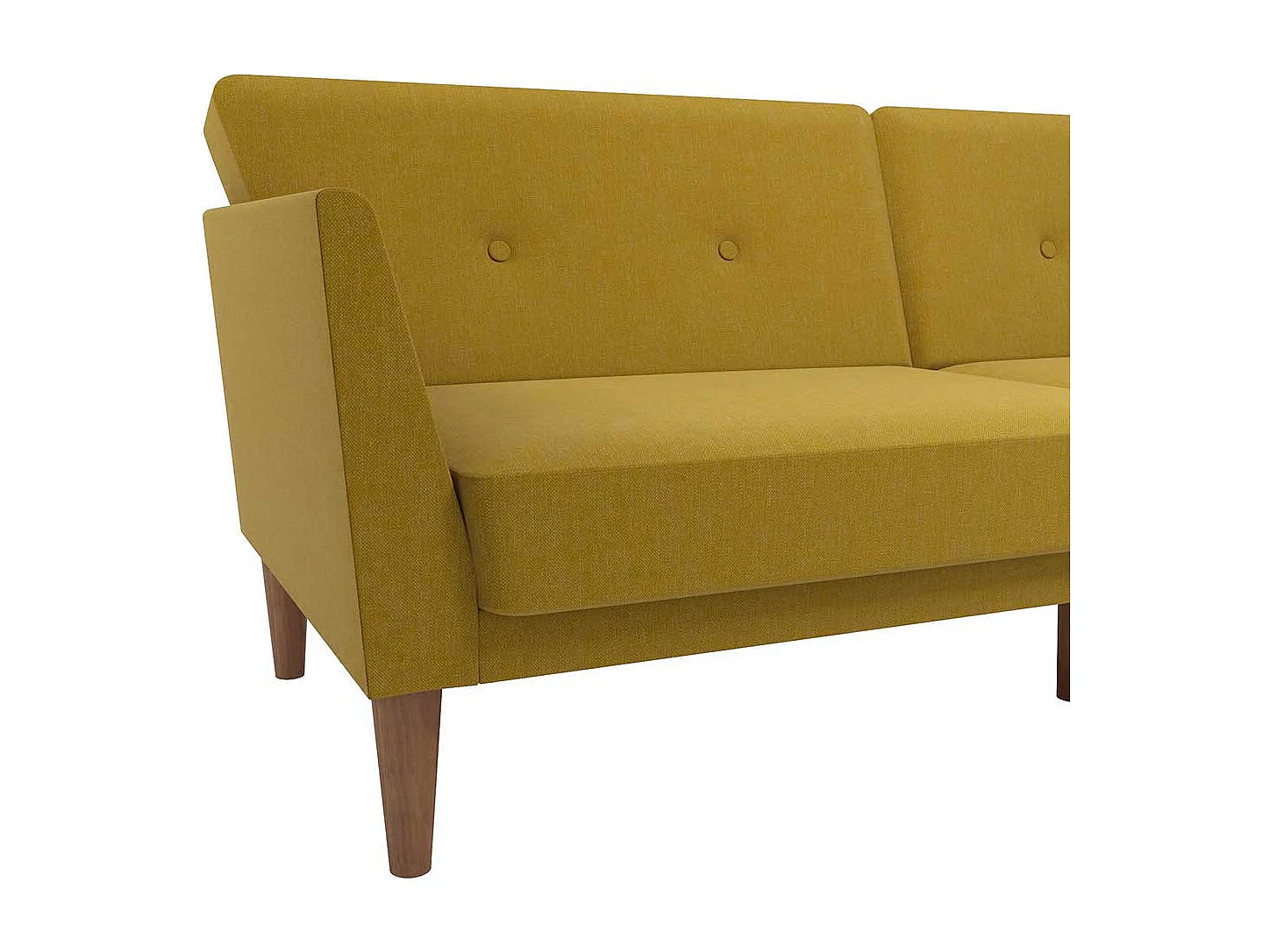 Funktionssofa Senfgelb im Retrostil Rücken Klappmechanik