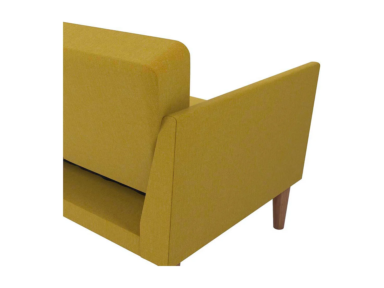 Funktionssofa Senfgelb im Retrostil Rücken Klappmechanik