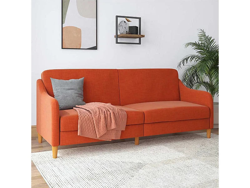 Schlafcouch Orange modern mit Rücken Klappmechanik 195 cm breit