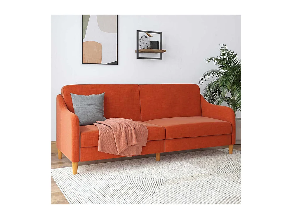 Schlafcouch Orange modern mit R�cken Klappmechanik 195 cm breit