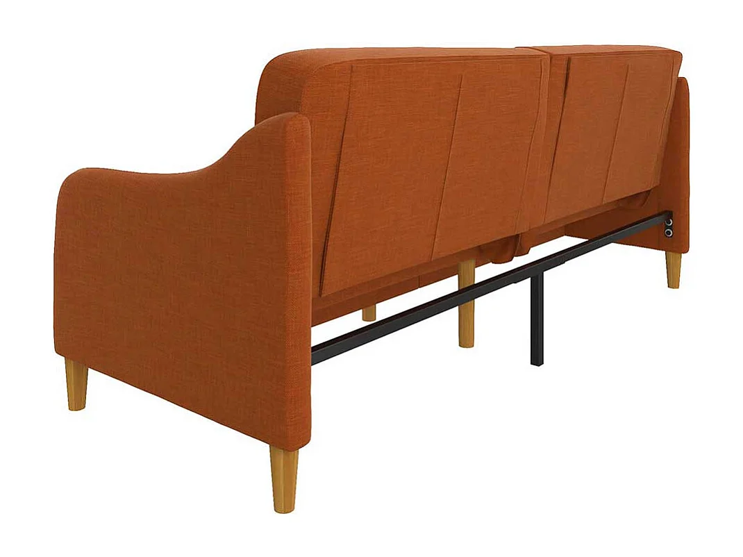 Schlafcouch Orange modern mit Rücken Klappmechanik 195 cm breit