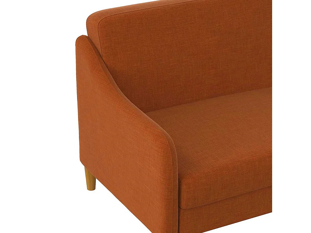 Schlafcouch Orange modern mit Rücken Klappmechanik 195 cm breit