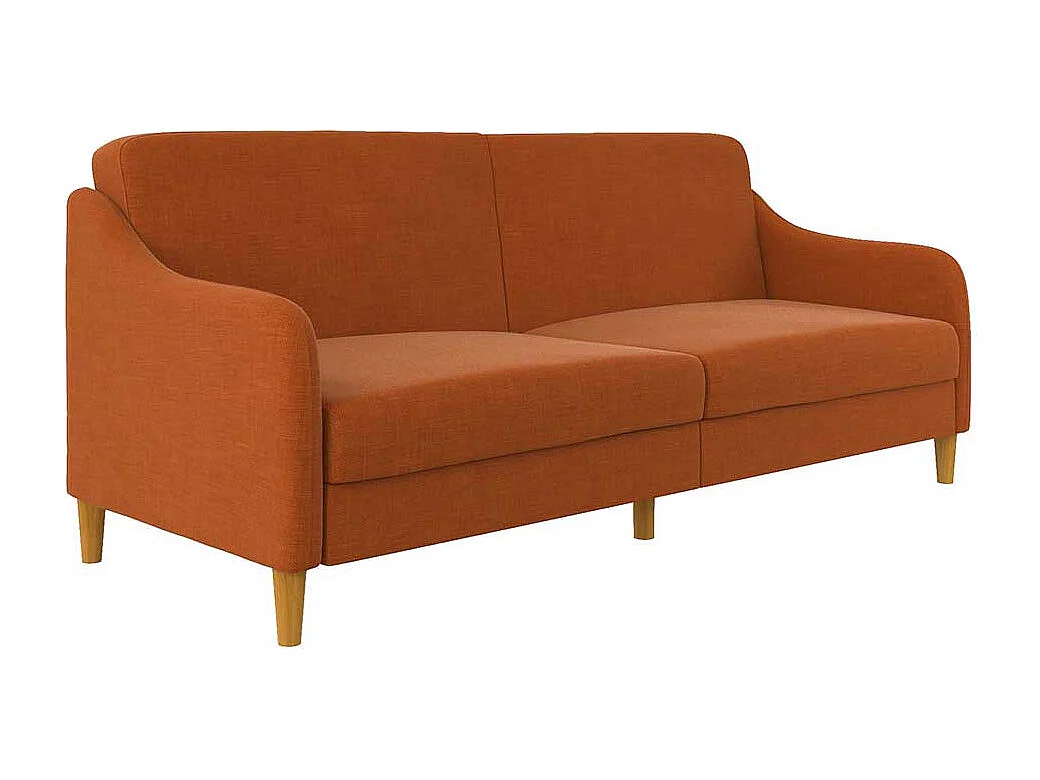 Schlafcouch Orange modern mit Rücken Klappmechanik 195 cm breit