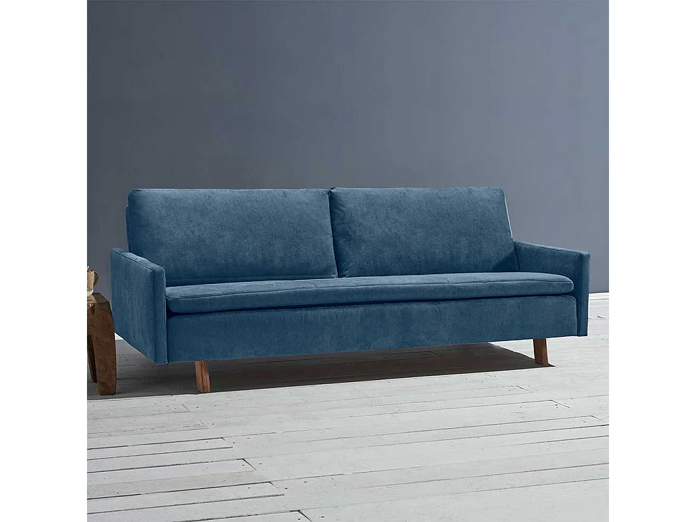 Bettcouch blau modern mit Rücken Klappmechanik 220 cm breit