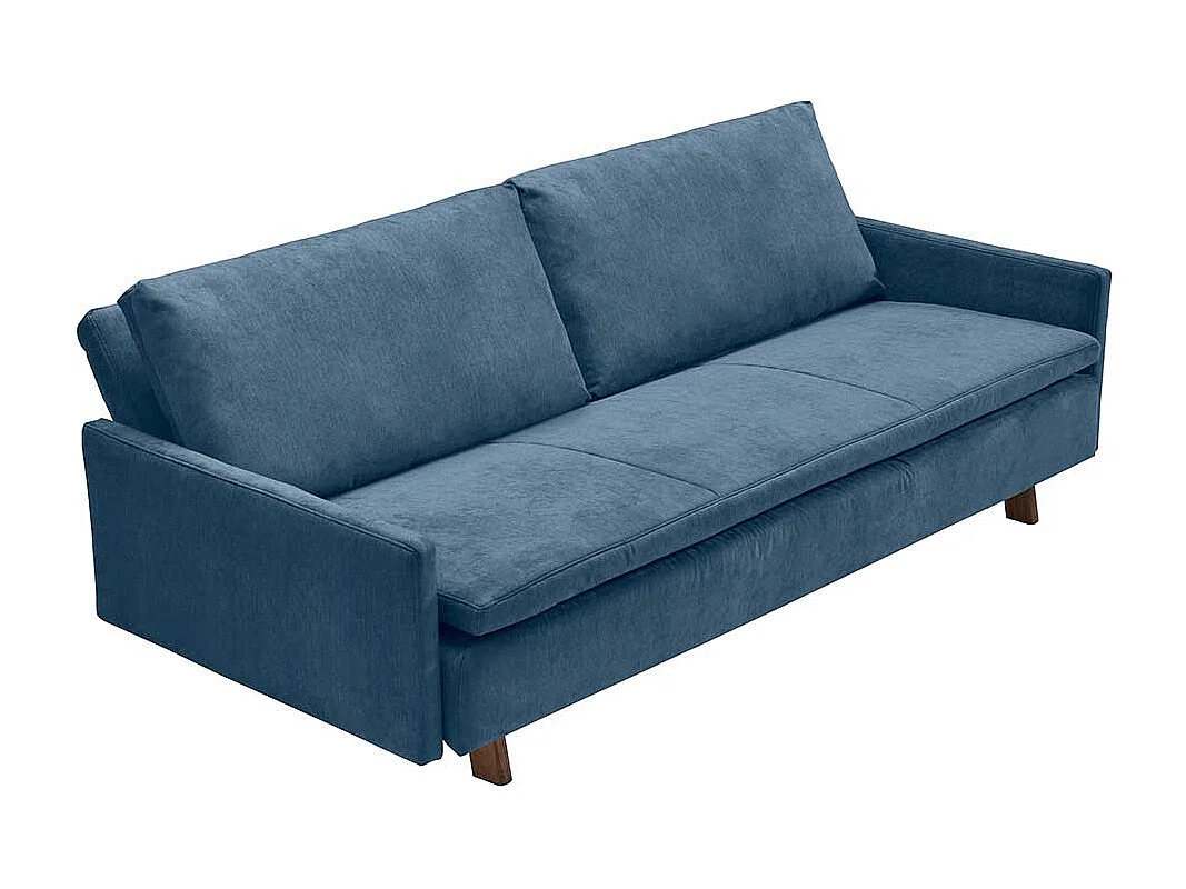 Bettcouch blau modern mit Rücken Klappmechanik 220 cm breit