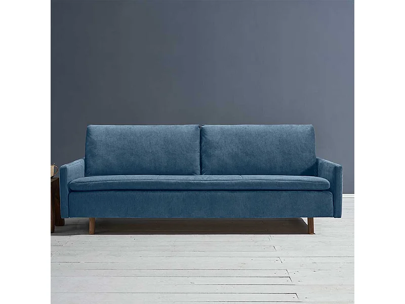 Bettcouch blau modern mit Rücken Klappmechanik 220 cm breit