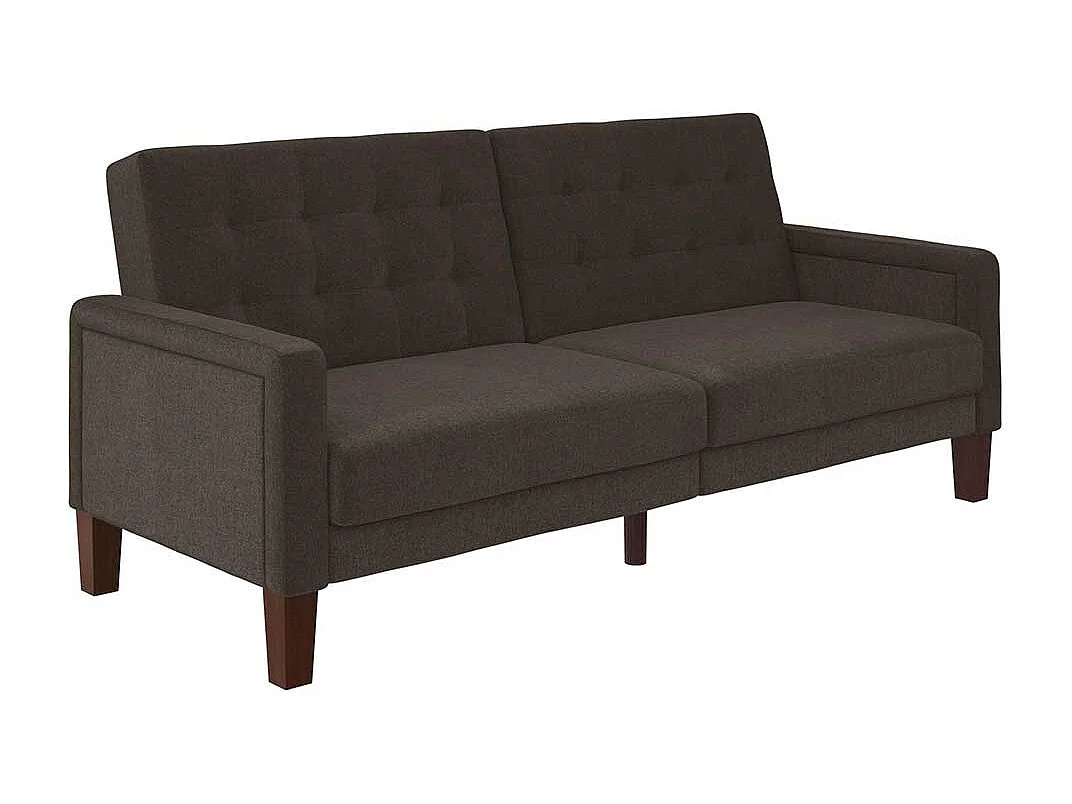 Retro Stil Schlafsofa in Grau Stoff Rücken Klappmechanik