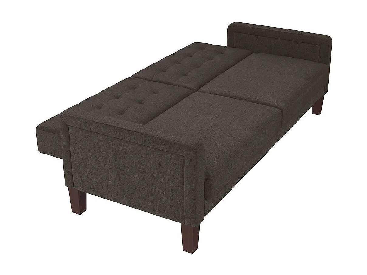 Retro Stil Schlafsofa in Grau Stoff Rücken Klappmechanik