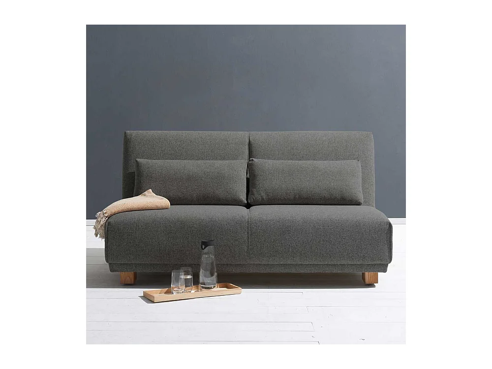 Dreier Sofa in Dunkelgrau Webstoff Schlaffunktion