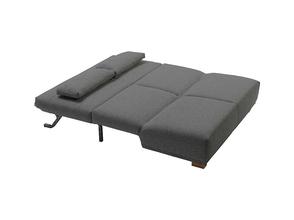 Dreier Sofa in Dunkelgrau Webstoff Schlaffunktion
