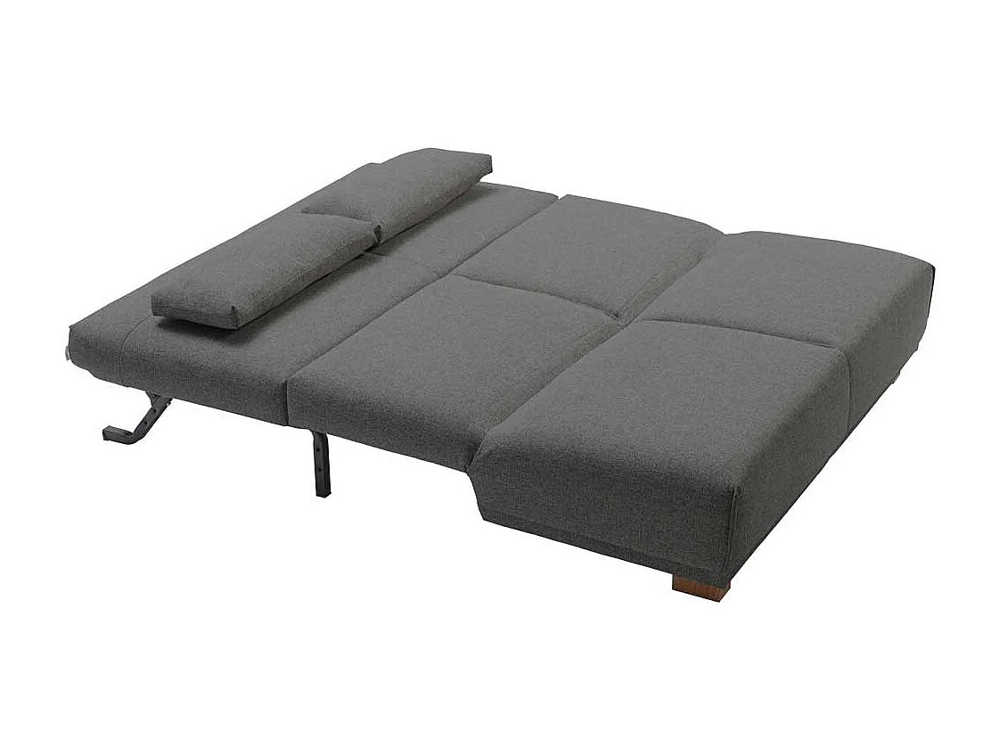Dreier Sofa in Dunkelgrau Webstoff Schlaffunktion