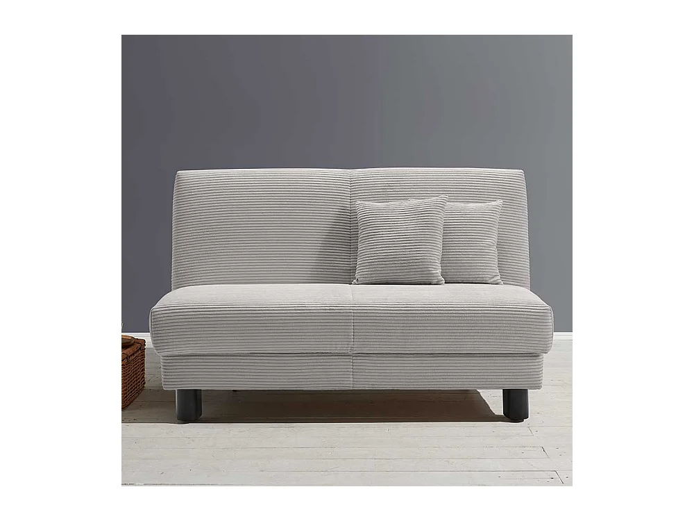 Ausklappbares Sofa hellgrau aus Cord Untergestell aus Metall