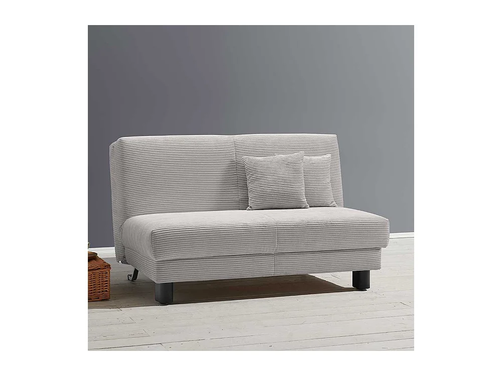 Ausklappbares Sofa hellgrau aus Cord Untergestell aus Metall