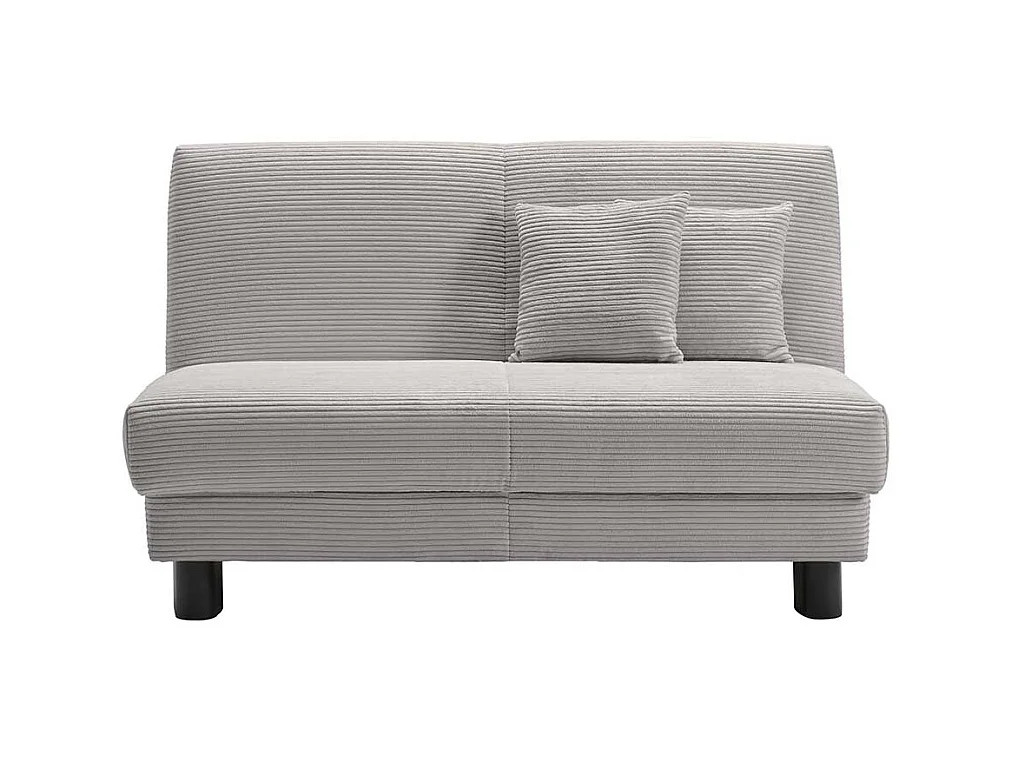 Ausklappbares Sofa hellgrau aus Cord Untergestell aus Metall