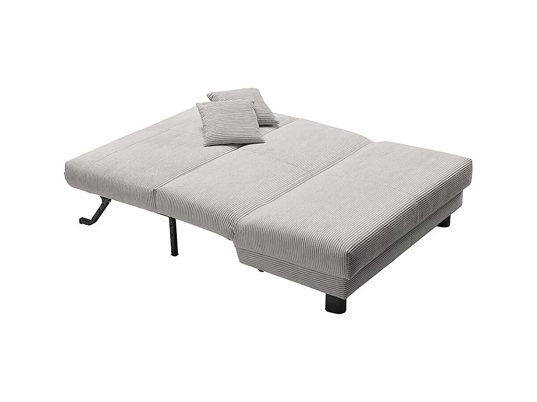 Ausklappbares Sofa hellgrau aus Cord Untergestell aus Metall