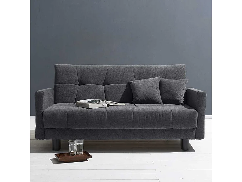 Schlafcouch in Blaugrau Flachgewebe verstellbaren Armlehnen