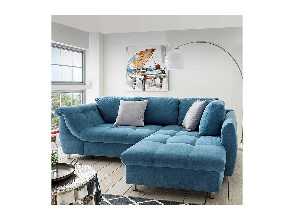 Blaue Funktionsecke aus Microfaser und Metall Armlehnen