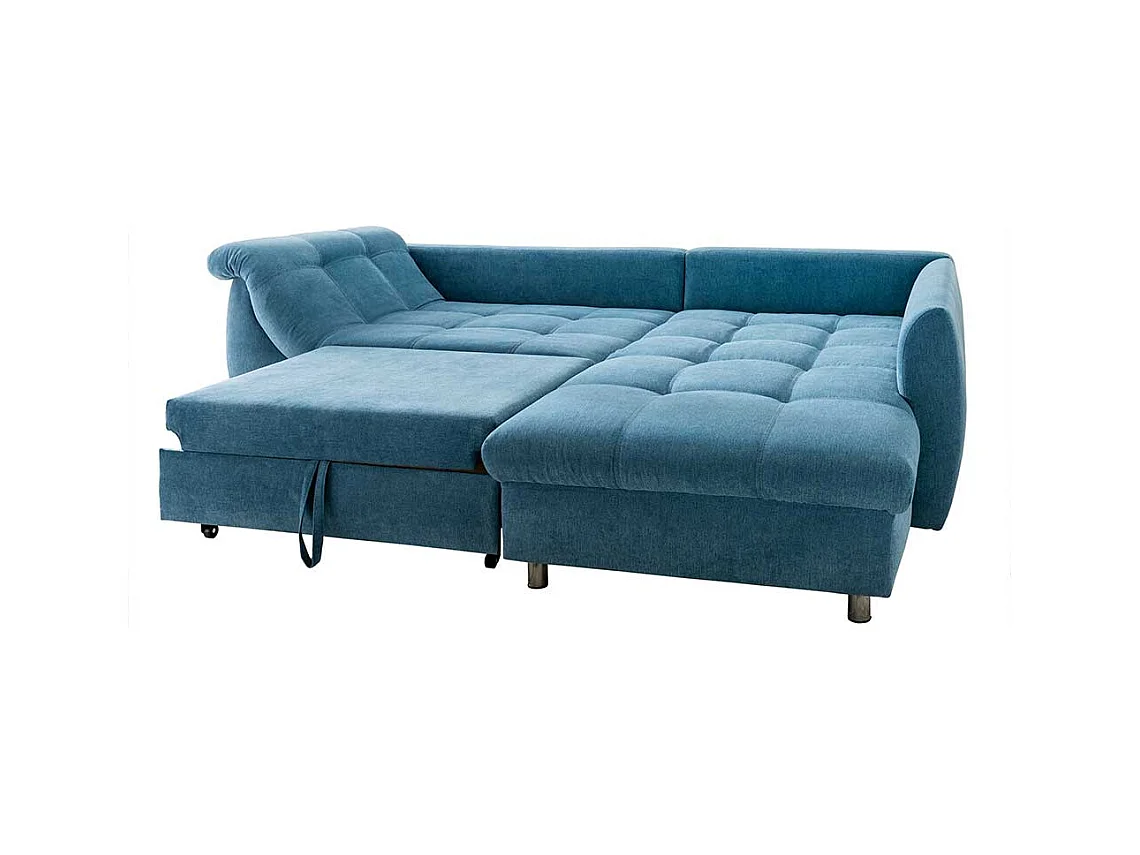 Blaue Funktionsecke aus Microfaser und Metall Armlehnen