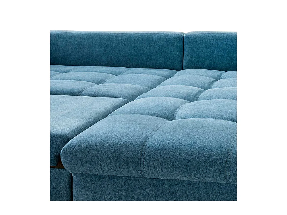 Blaue Funktionsecke aus Microfaser und Metall Armlehnen