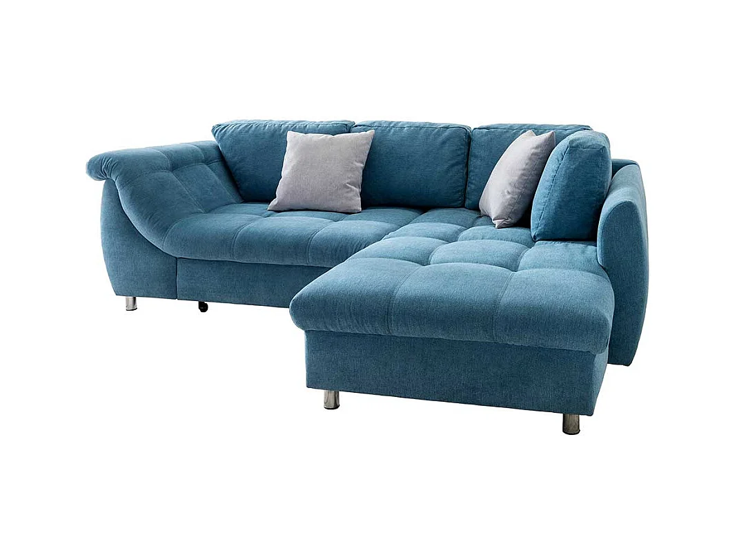 Blaue Funktionsecke aus Microfaser und Metall Armlehnen