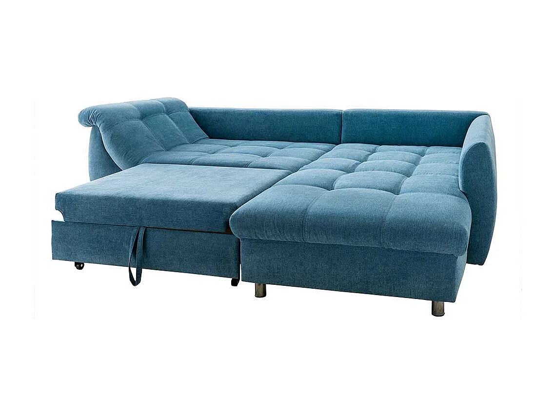 Blaue Funktionsecke aus Microfaser und Metall Armlehnen