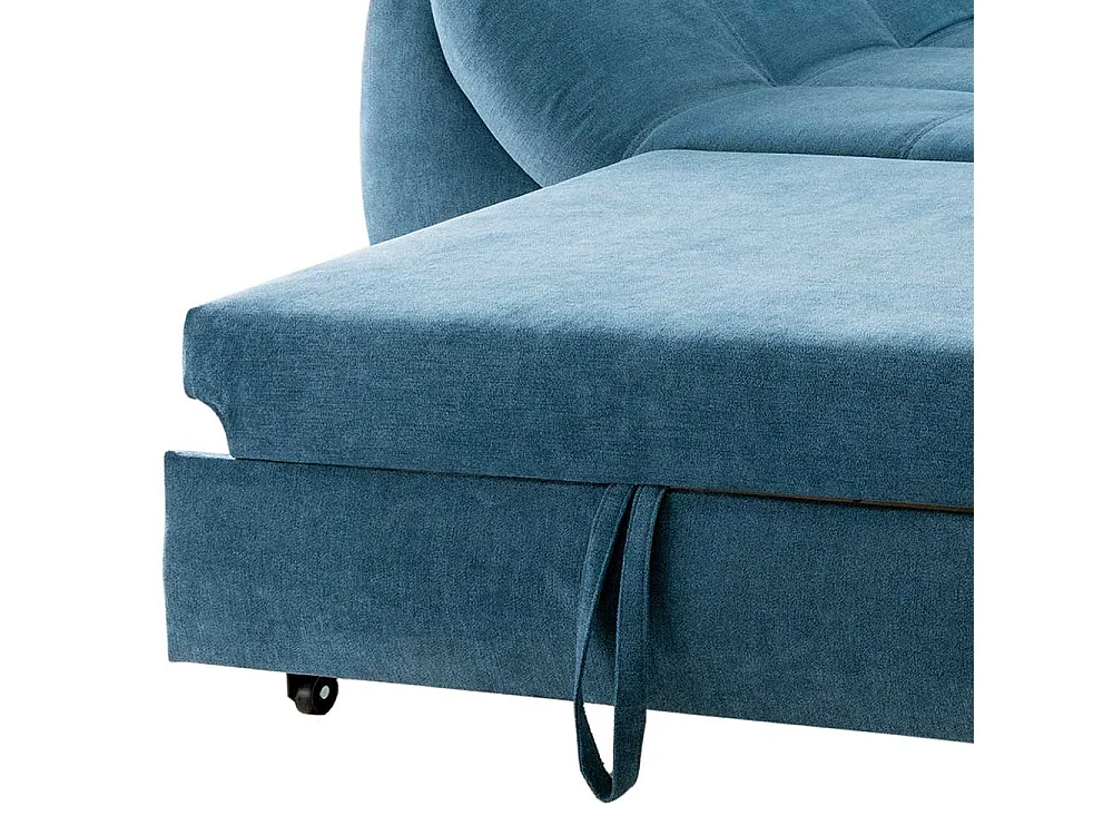 Blaue Funktionsecke aus Microfaser und Metall Armlehnen