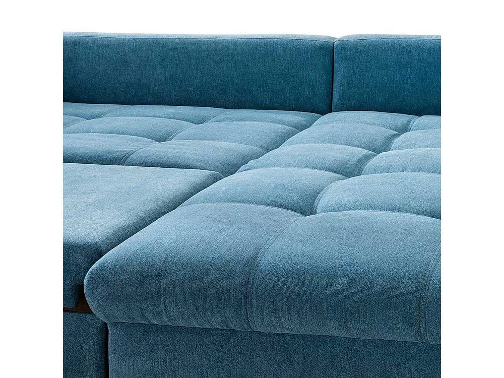 Blaue Funktionsecke aus Microfaser und Metall Armlehnen