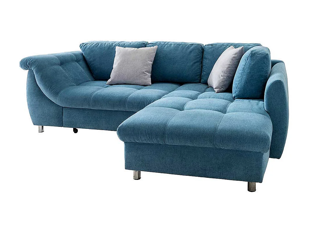 Blaue Funktionsecke aus Microfaser und Metall Armlehnen