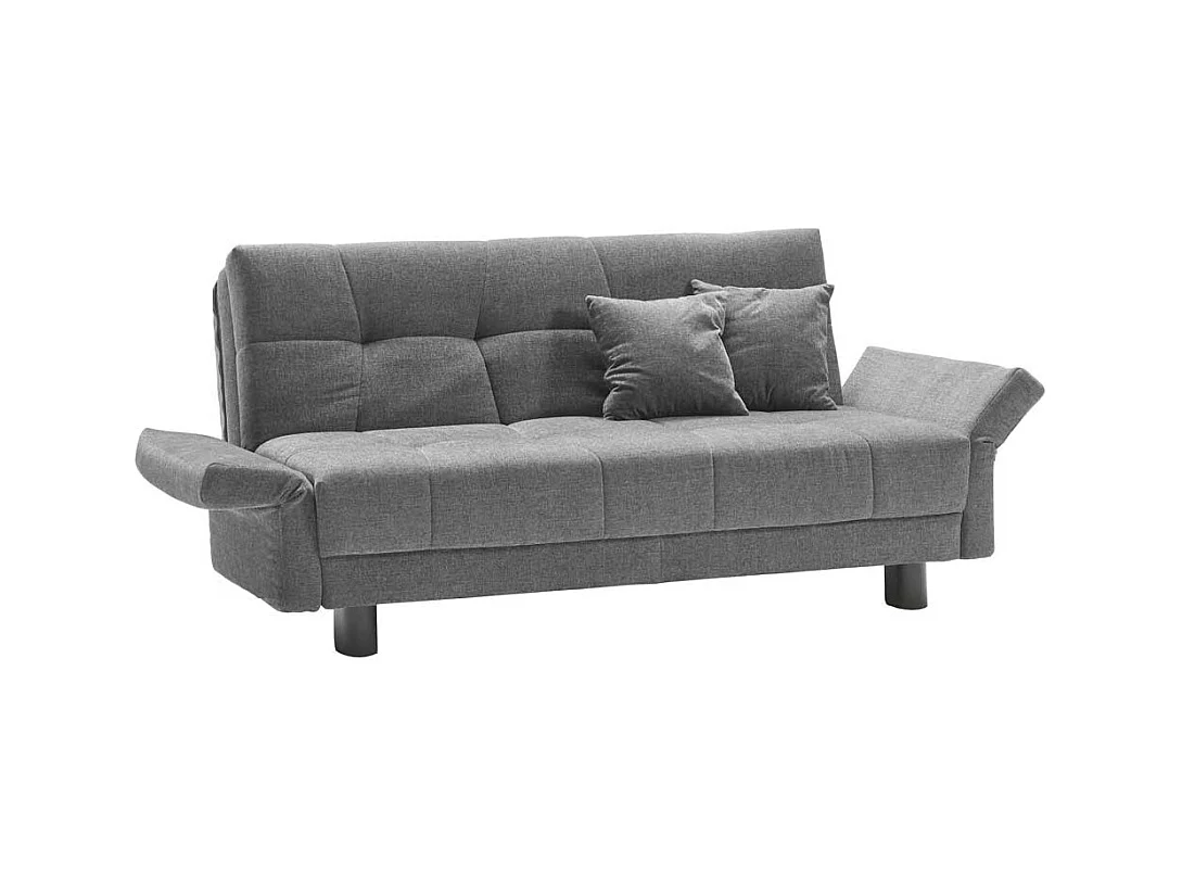 Schlafsofa in Grau Flachgewebe abklappbaren Arnlehnen