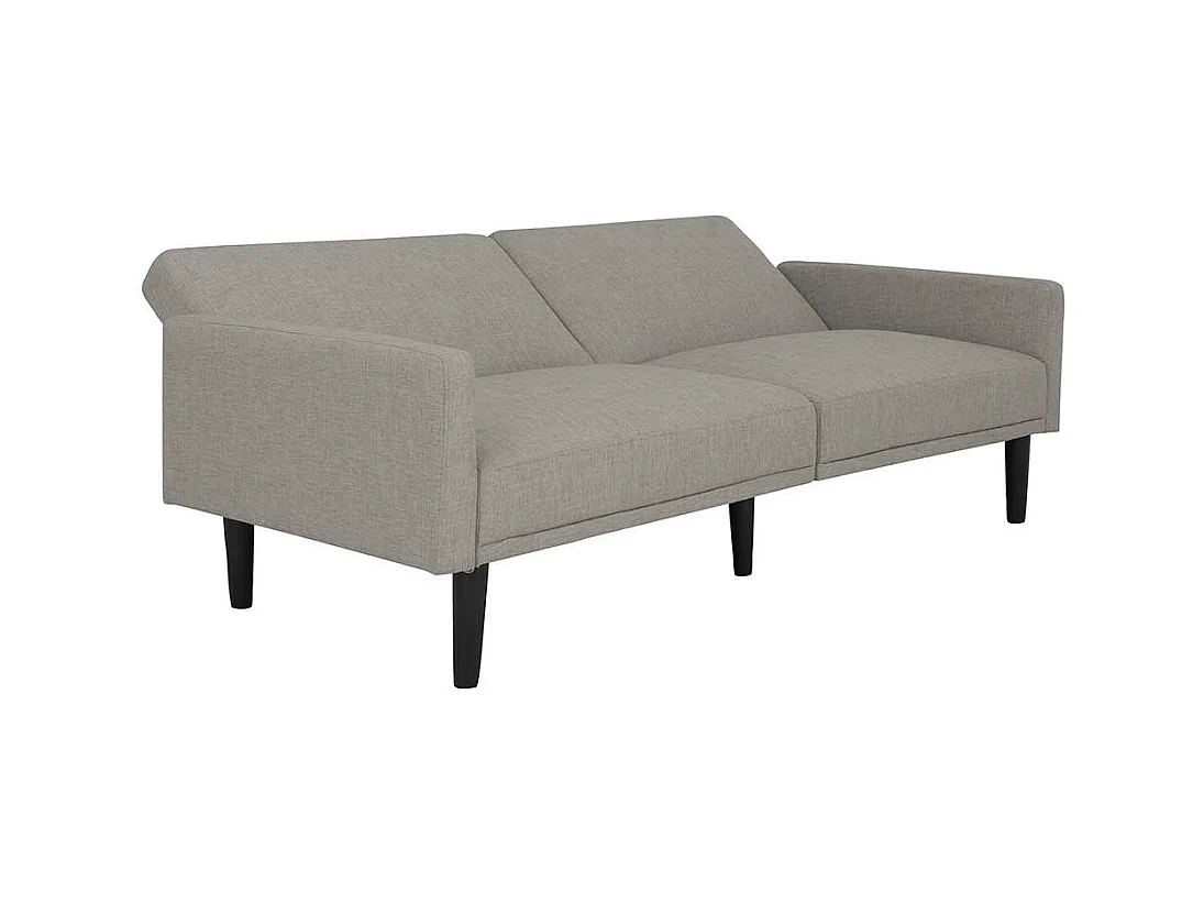 Günstiges Sofa hellgrau mit Rücken Klappmechanik Schlaffunktion