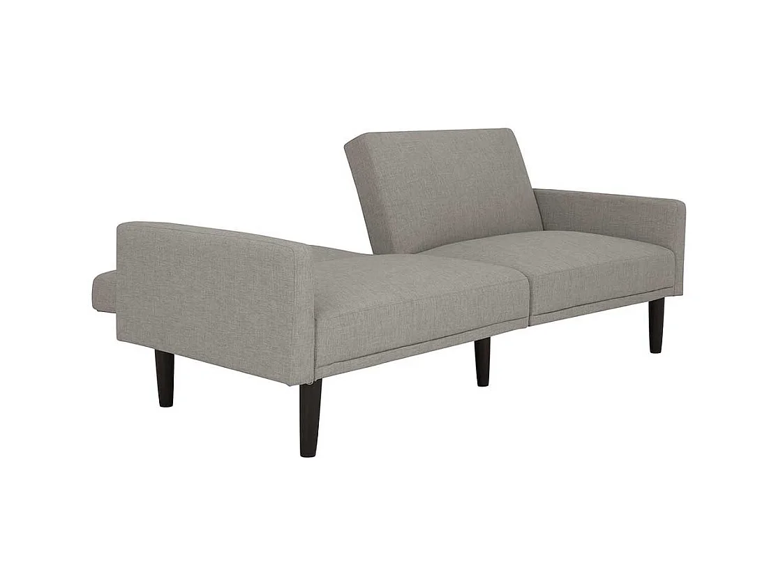 Günstiges Sofa hellgrau mit Rücken Klappmechanik Schlaffunktion