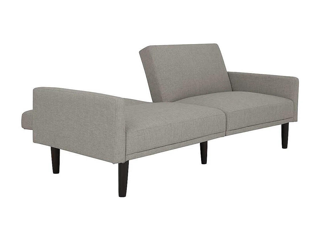 Günstiges Sofa hellgrau mit Rücken Klappmechanik Schlaffunktion