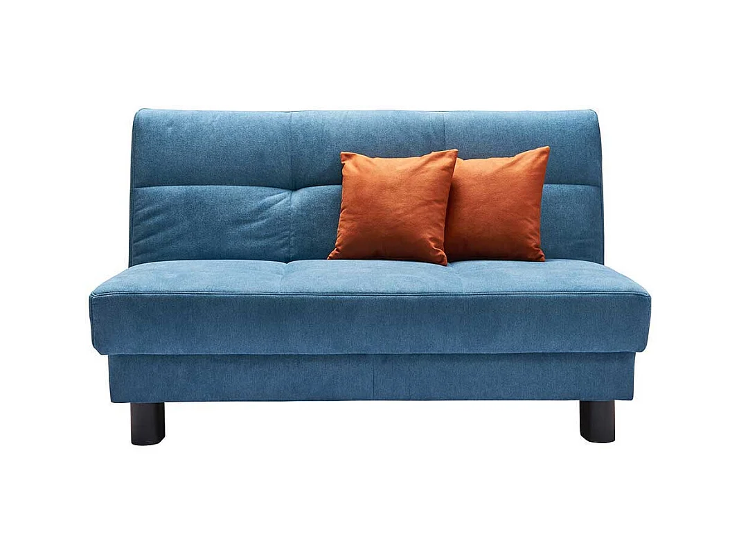 Klappcouch in Petrol Kissen in Orange