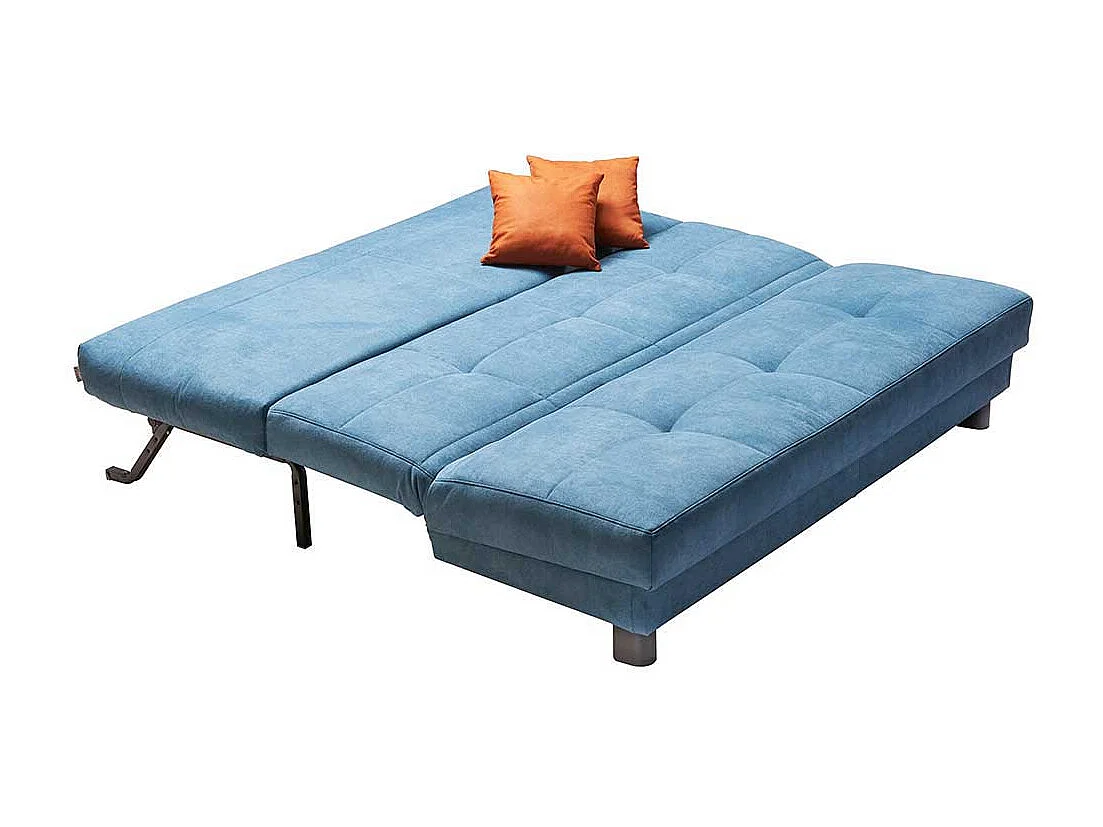 Klappcouch in Petrol Kissen in Orange