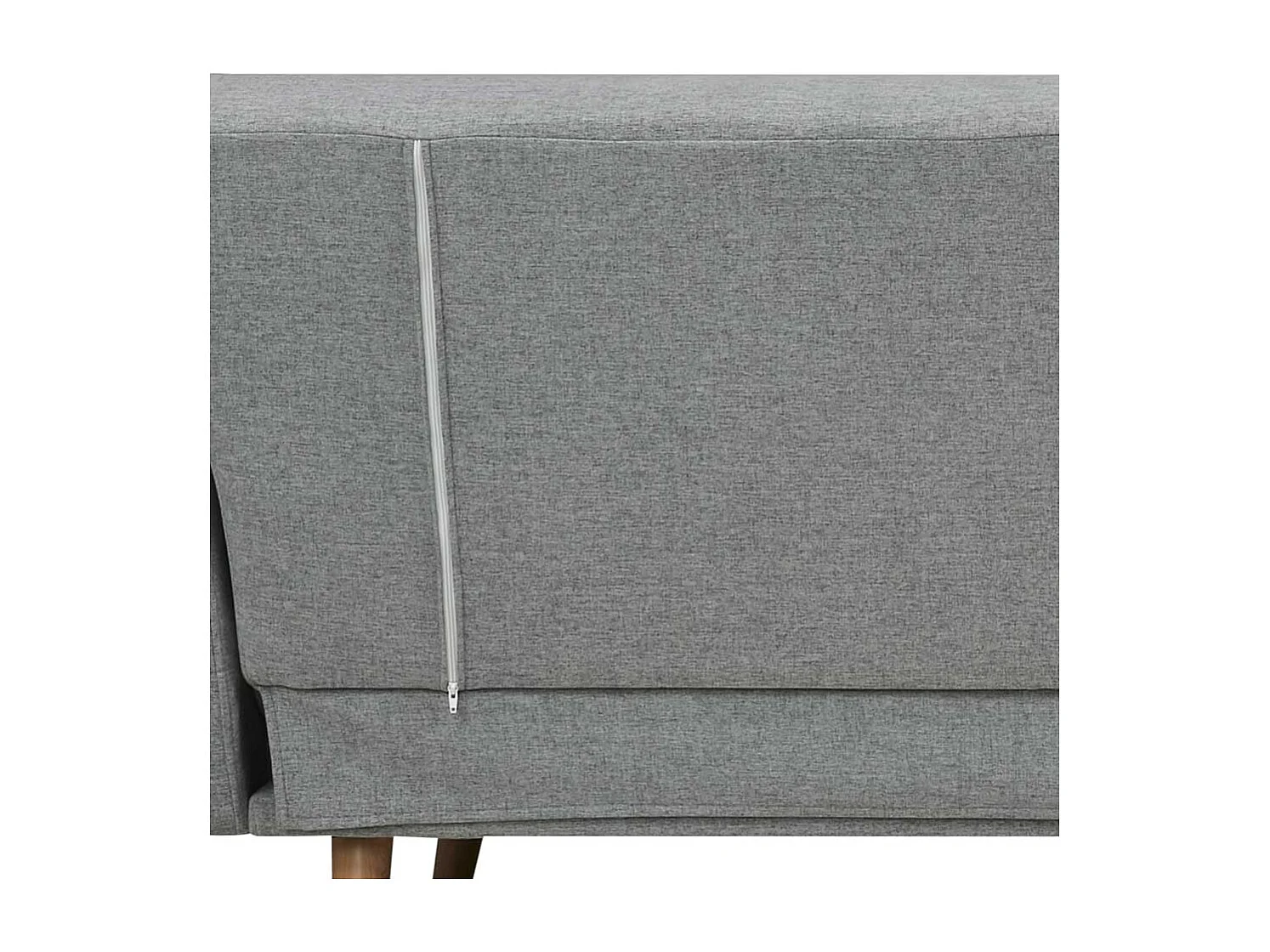 Funktions Sofa in Hellgrau und Holz Naturfarben Rücken Klappmechanik