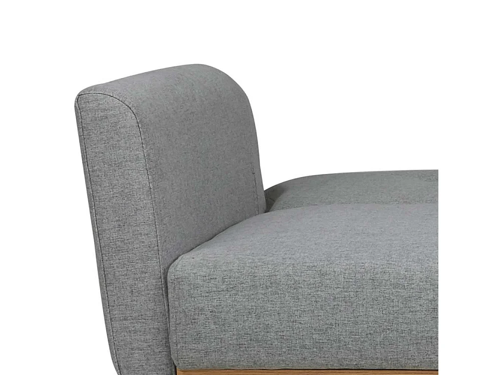 Funktions Sofa in Hellgrau und Holz Naturfarben Rücken Klappmechanik