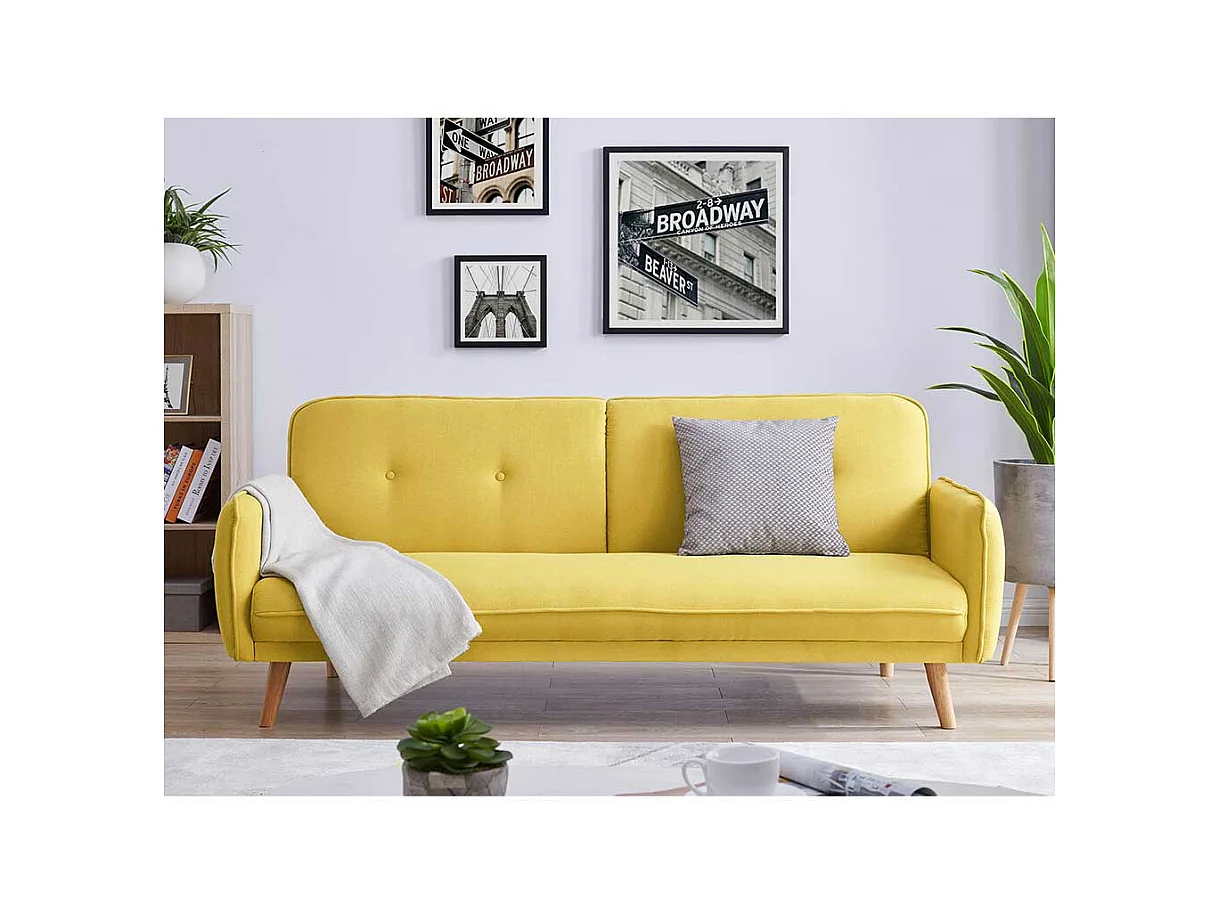 Schlafsofa in Gelb Rücken Klappmechanik