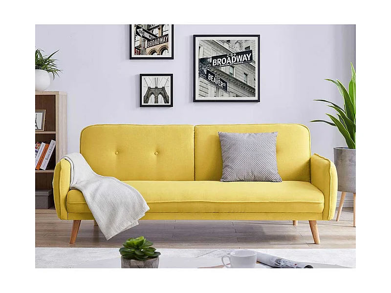 Schlafsofa in Gelb Rücken Klappmechanik