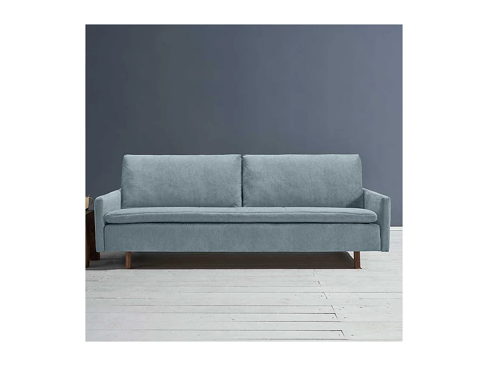 2er Schlafsofa hellblau in modernem Design Microvelour