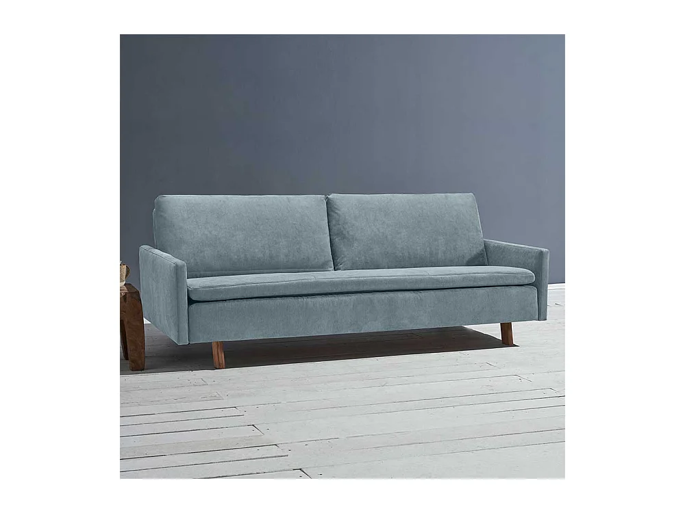 2er Schlafsofa hellblau in modernem Design Microvelour