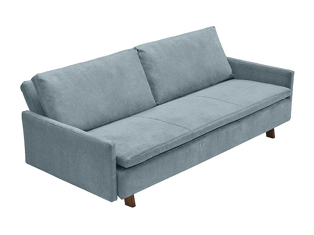 2er Schlafsofa hellblau in modernem Design Microvelour