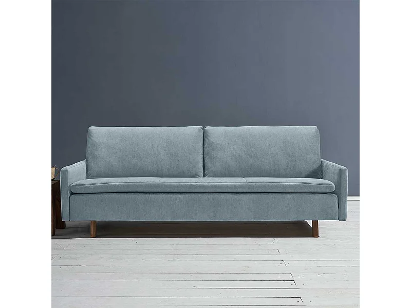 2er Schlafsofa hellblau in modernem Design Microvelour